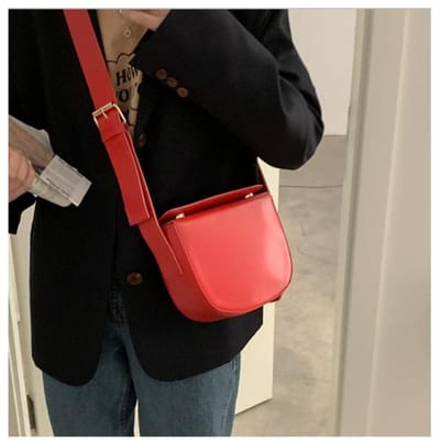 Rode PU Tas Dames Nieuwe Trendy Retro Zadel Tas Niche Veelzijdig Ins Schoudertas Crossbody Tas Dames gray