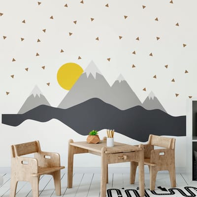 Kinderstickers van Scandinavische bergen, Noordse stijl, 40 x 60 cm