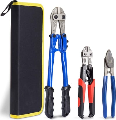 Bolzenschneider,Zangen-Set,Industriell,Robust,Weiches Gummi,35,6 cm und Mini-20,3 cm Bolzenschneider,20,3 cm Hohe Hebelwirkung,Kabelschneider mit Tragetasche,Schneiden Schlösser,Stacheldraht