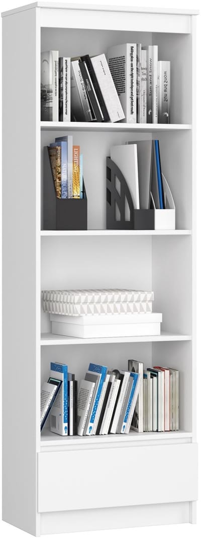 Kantoorkast R60 met 4 Planken en 1 Lade / AKORD Furniture Factory / Wit / 60 x 180 x 35 cm