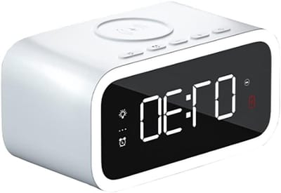 Radiowekker met USB - Nachtlamp oplader - Opladen en wakker worden - 15W snelladen - 160x83x75MM - Donkerwit