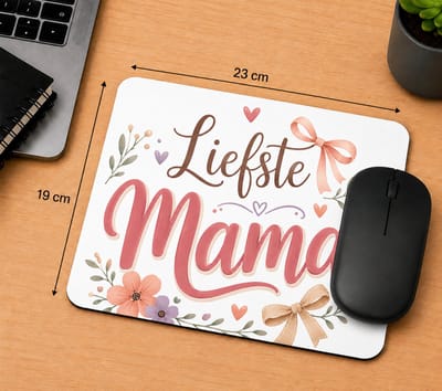 Muismat Liefste Mama – 23 × 19 cm – Moederdag Cadeau – Roze Bloemen Design – Bureau Accessoire voor Moeder