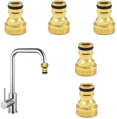 5 stuks waterkraanslangaansluiting, universele kraanaansluiting, universele kraanaansluiting met binnendraad en buitendraad, voor wasmachine tuinkeuken