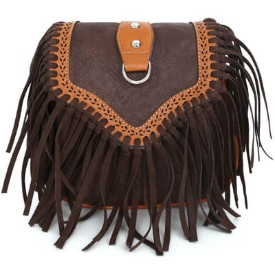 Mode PU Franje Schoudertas Retro Kwastje Crossbody Portemonnee Dames Messenger Bags brown
