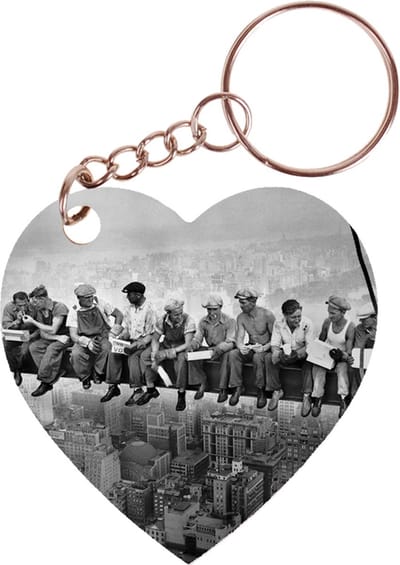 Sleutelhanger hartje 5x5cm - Classic Afbeelding - Lunch Atop a Skyscraper