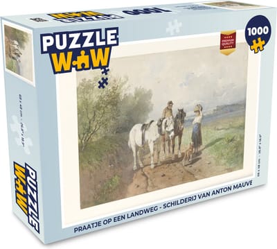 Puzzel Praatje op een landweg - Schilderij van Anton Mauve - Legpuzzel - Puzzel 1000 stukjes volwassenen