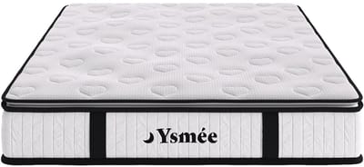 Vente-unique Set 180 x 200 cm bedbodem met opbergruimte licht houteffect + matras met pocketveren en ingebouwde dekmatras dikte 28 cm - AMERICAN DREAM van YSMÉE