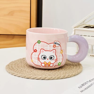 Hittebestendige Dierentextuur Enkele Kop Melkkopje Schattig Keramisch Kopje Souvenir Niche Eenvoudige Mok Hoge Uitstraling 360ML