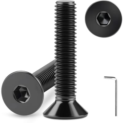 Set van 40 M5 X 20 mm verzonken schroeven, zwart roestvrij staal, DIN 7991, volledige draad, inbusschroeven, voor hout en metaal