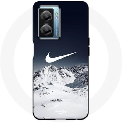 Hoesje - Nike - Realme V23 - Flexibel - Wit - Patroon logo berg vliegen