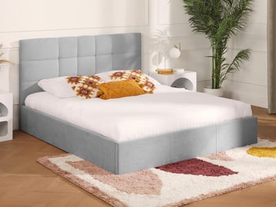 Vente-unique Bed met opbergruimte stof lichtgrijs 140 x 190