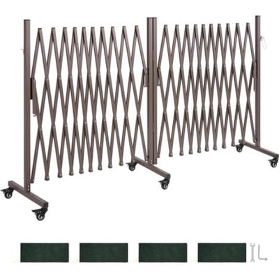 VEVOR Uitschuifbare schaarpoort, dubbele barrière met vergrendelbare wielen, 8,18 m verstelbaar, mobiele beschermingsbarrière voor waarschuwingseffect, metalen barricade voor buiten- en industrieel gebruik