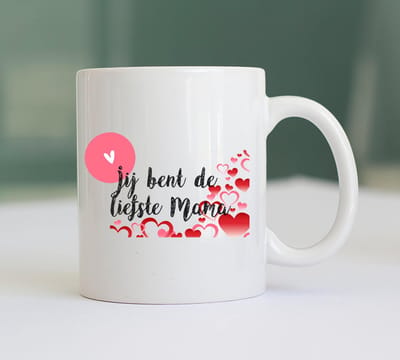 Mok met Tekst Jij Bent De Liefste Mama - Moederdag Cadeautje - Mok Moederdag - Keramiek - Wit - Cadeau voor Mama