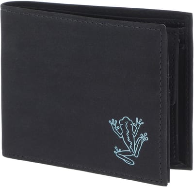 oxmox portemonnee New Cryptan RFID Protect Querscheinbörse Frog 2.0 Print Cyan Black zwart