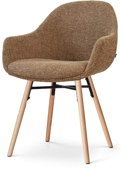 Nolon Nena-Mae Eetkamerstoel bruin blend - houten onderstel - scandinavisch - armstoel - comfortabel - stoffen
