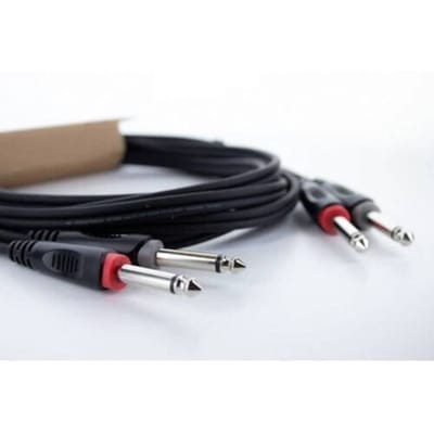 Cordial 14846 Jackplug Audio Aansluitkabel [2x Jackplug male 6,3 mm (mono) - 2x Jackplug male 6,3 mm (mono)] 6 m Zwart PVC-mantel, Tweelingkabel
