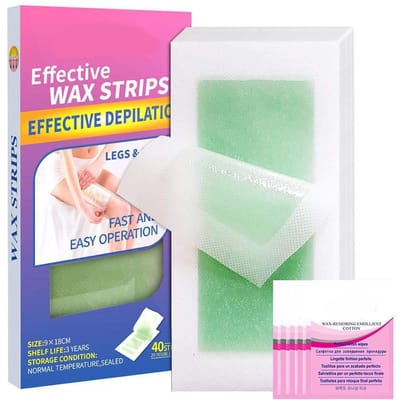 40 Stuks Waxstrips Lippenwaxstrips voor Vrouwen Gezichtshaarverwijdering Waxstrips voor Alle Huidtypes Lippenwaxstrip met 6 beige