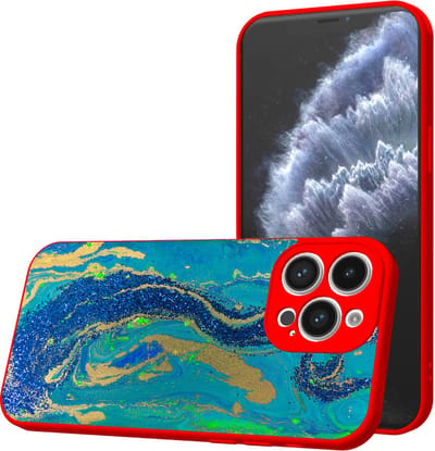 Smartphonica Telefoonhoesje Geschikt voor iPhone 11 Pro met Blauw Goud Marmer opdruk - TPU Back Cover Case Blue Gold Marble Design - Rood geschikt voor iPhone 11 Pro