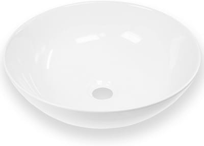 Ronde Ovale Opzetwastafel Keramiek Wit Hoogglans - Wastafel Klein Gastentoilet
