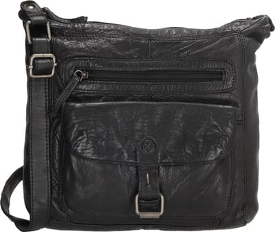 Hide & Stitches Paint Rock Schoudertas - 100% Leer - Zwart