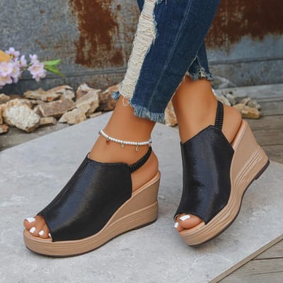 Peep-toe Sleehak Sandalen voor Dames Zomer Platform voor Dames Dikke Zool Sandalen Casual Romeinse Schoenen voor Dames 43 gray