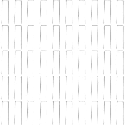 50 Pièces Piquets de Jardin Agrafe de Sol Pointes Fixateur en Forme de U Tissu Barrière Anti-Mauvaises Herbes Paysage Pelouse white