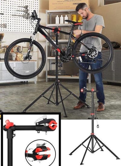 Sterke Montagestandaard Fiets - 360° Draaibaar - Verstelbaar + Gereedschapsbakje - Fiets Montage reparatie standaard