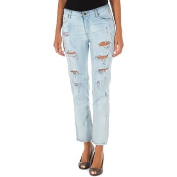 Lange denim broek met rechte zoom gesneden 10DB50255 vrouw