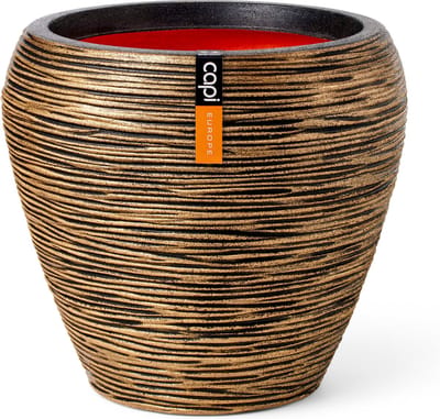 Capi Europe - Vaas taps rond Rib NL - 42x38 - Goud - Opening Ø31 - Bloempot voor binnen en buiten - Levenslang garantie - Breukbestendig - 100% Recyclebaar - CO2 Neutraal geproduceerd - KBGR362