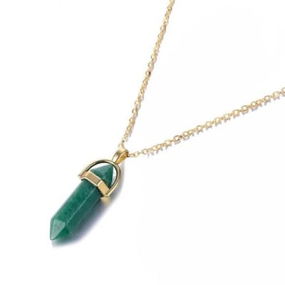 Sorprese Ketting - Kristal Aventurijn Steen - Groen - Ketting Dames - 45 cm - Cadeau - Model V