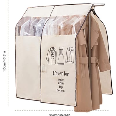 Tissu Non Tissé Housse Anti-poussière pour Vêtements Housse Anti-poussière pour la Maison Cintre d'Armoire beige