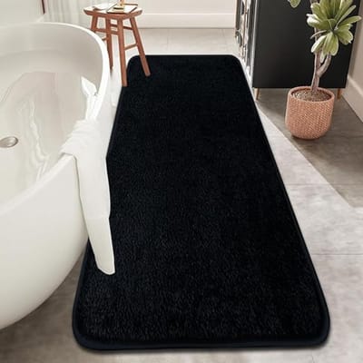 Badkamermat - Badmat - Absorberende Badkamermat - Antislip - Wasbare Badmatten voor de Badkamer - Zachte Microvezel Badkamermat - Zwart - 120 x 50 cm