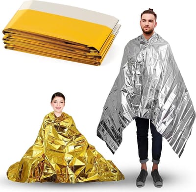 Reddingsdeken Folie - Nooddeken Thermisch - Voorbereid Zijn - Dubbelzijdig Goud Zilver - 140x132 cm - Goud Zilver