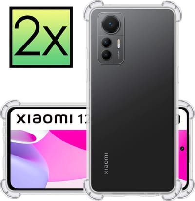 Hoesje - 2 Stuks - Geschikt voor Xiaomi 12 Lite - Sterk & Shockproof - Siliconen Case - Back Cover - Telefoon Hoes Shock Proof - Transparant