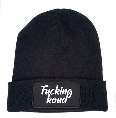 Fucking koud wintermuts zwart | wit - soBAD. | Wintersport | Après ski verkleedkleren | Unisex | Heren en Dames Beanie