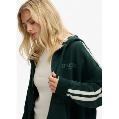 Superdry Athletic Essentials Hoodie met Losse Pasvorm en Rits Green Grootte: 38