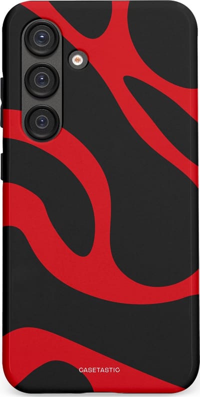 Casetastic hoesje geschikt voor Samsung Galaxy S25 - Dubbellaagse bescherming - Vurige Zwarte Lava Stroom - Fashion Case - Zwart Rood