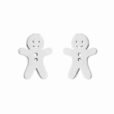 WeLoveSilver - oorstekers - gingerbread man - chirurgisch staal - 6x6mm
