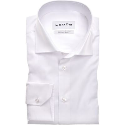 Ledub modern fit overhemd - popeline - wit - Strijkvriendelijk - Boordmaat: 37