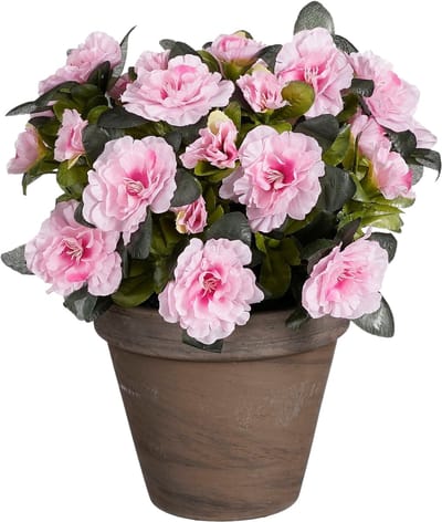 Mica Decorations Kunstplant - Azalea - Roze - in pot - 31 cm - nepplanten