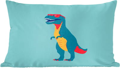 Sierkussens - Kussentjes Woonkamer - 60x40 cm - Dinosaurus - Blauw - Zonnebril