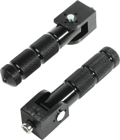 Set van 2 - Universele Motor Voetsteunen - van Geanodiseerd Aluminium - Opklapbare Motorfiets Voetpedalen - 8mm Montagebouten - Antislip Gekartelde Passagiers Pedalen - voor Scooter, Brommer, ATV en Quad - Zwart