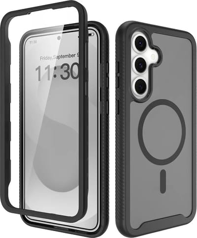 Hoesje met Ingebouwde Screenprotector Geschikt voor Samsung Galaxy S25 FE - Compatibel met MagSafe / Qi2 - Full Protect - Schokbestendige Beschermhoes - Case Matte Zwart