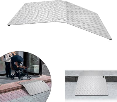100cm Deurplafondsramp Rolstoelramp 10cm Hoog, 70cm Breedte Plafondsramp Voor Rolstoel Plafondbrug Antislip Draagbaar Met Grepen Voor Binnen- En Buitenruimte