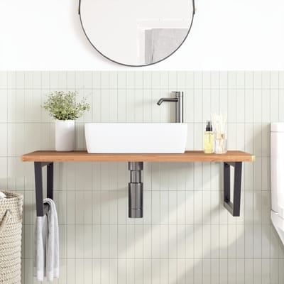 vidaXL - Badkamer - wandschap - staal - en - massief - beukenhout
