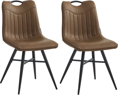 Colenis® - Verty Eetkamerstoel - Set van 2 - Cognac - PU - Industrieel - Design