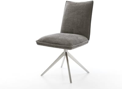 Eetkamerstoel Lelio-Flex kruisframe breed roestvrij staal bouclé zacht mud 360° draaibaar rocker-functie pocketveer kern