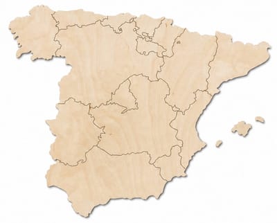 Houten wanddecoratie - Wooden wall decoration | Landkaart Spanje 39 x 29cm Country map Spain | Licht hout - Natural wood | Muurdecoratie - Wall art - Wandfiguur Espana - España - Echt Hout - Real Wood