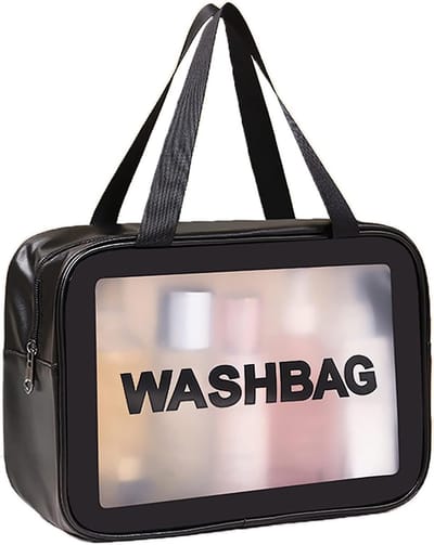 Toilettas, Make Up Tasje, Transparant, Toilettassen, Make Up Koffer, Beautycase, Make Up Organizer, Make Up Tas, Reistas, Toilettas Dames, Etui, Beautycase Koffer, Cosmetica Tas, Verjaardag, Moederdag, Valentijnsdag, Cadeautje, PVC, ZWART