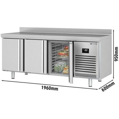 GGM Gastro Tiefkühltisch Premium PLUS - 1960x600mm - mit 3 Türen - mit Aufkantung Zilver